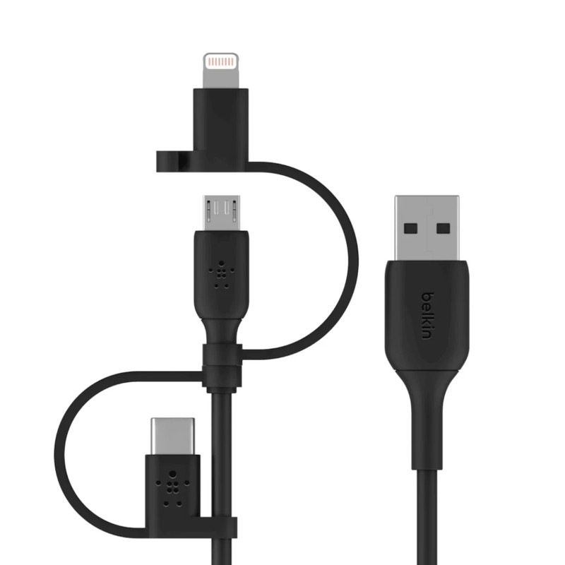 Belkin USB-A Universal 3 in 1 Cable - Black - كابل